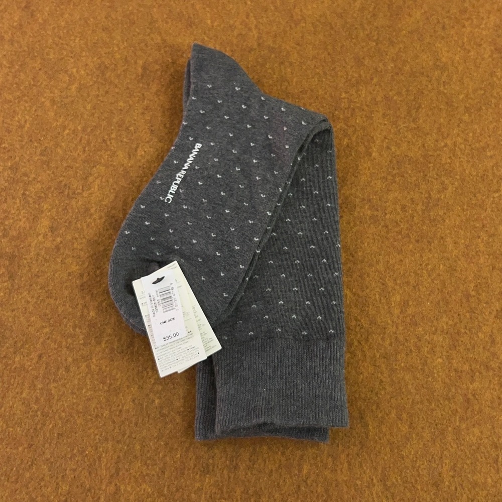 Banana Republic Womens One Size Gray Micro Dot Trouser Socks 1 Pair NWT